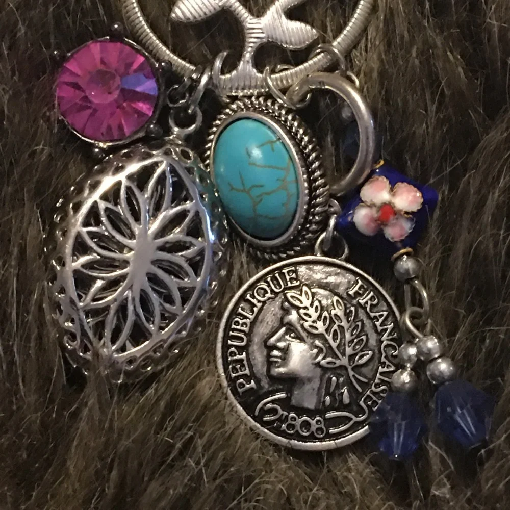 Vintage repurpose salvaged estate gem keychain